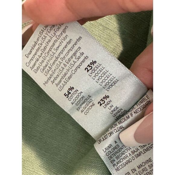 NWOT MOTHER Hedge Green Linen Blend Lightweight Fixer Short Romper One Piece XS - Picture 9 of 16